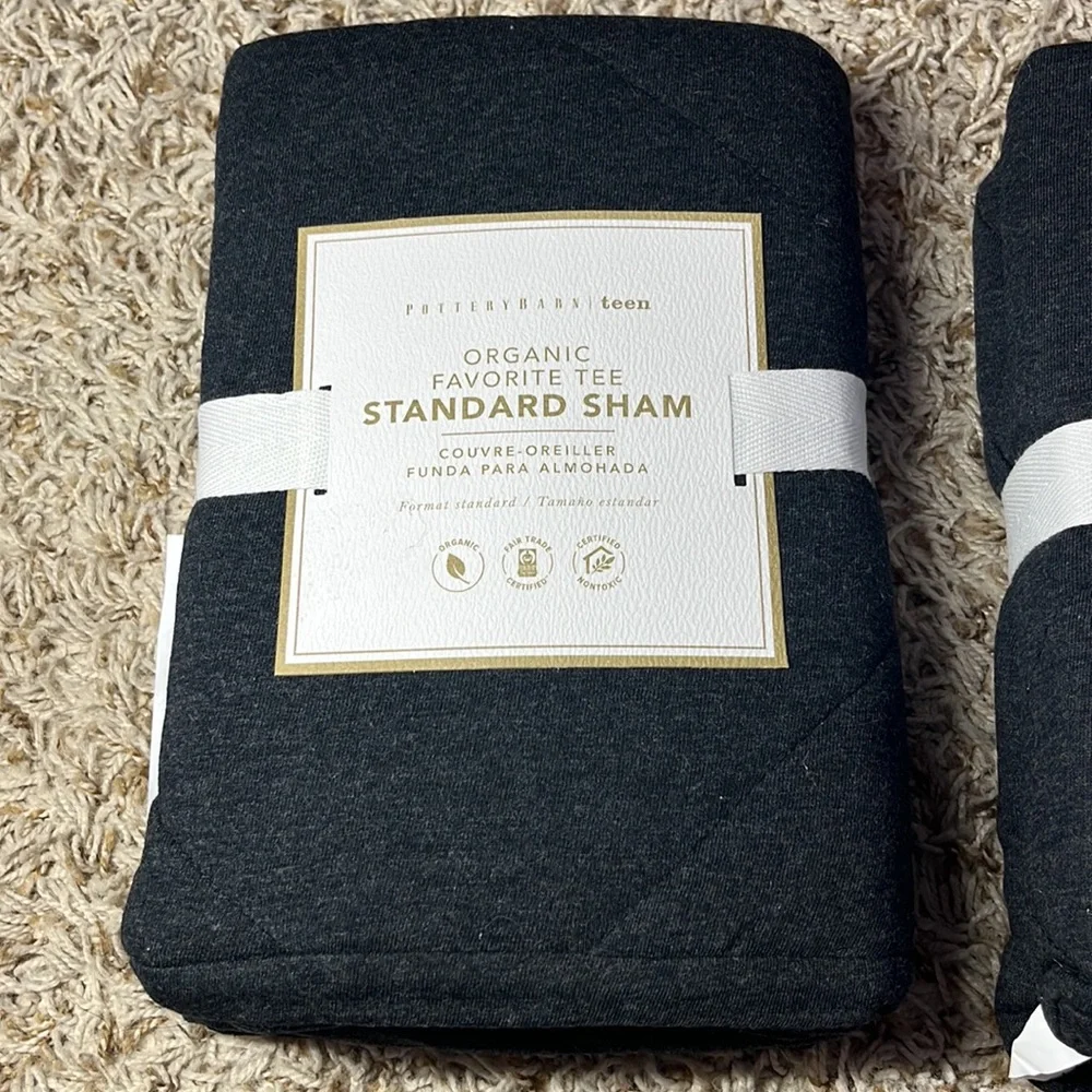 Pottery Barn Organic Favorite Tee Standard Sham NWT Heathered black.